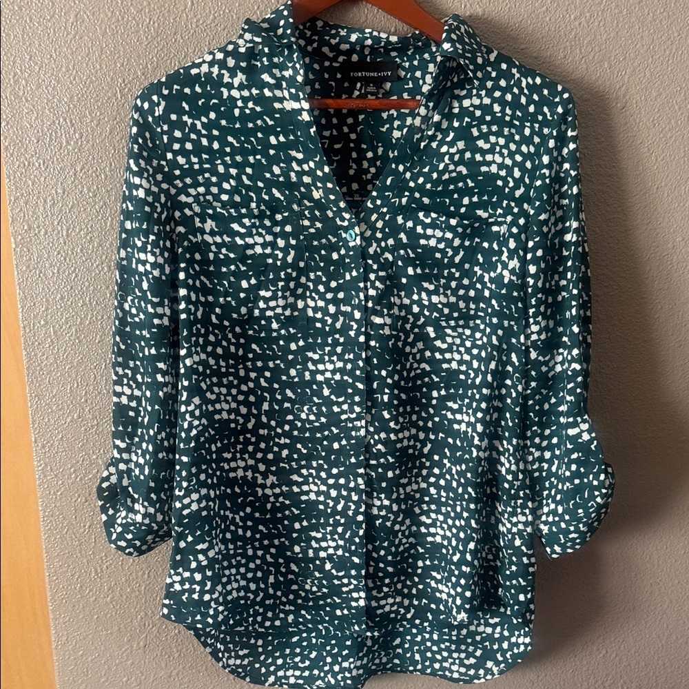 Forest Green Printed Button-Down Shirt - FORtwelveNY